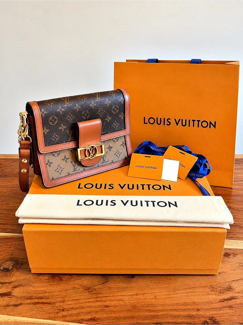 Louis Vuitton Dauphine MM Shoulder Bag Brown & Tan